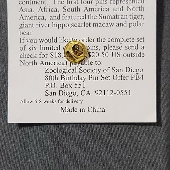 Vtg 1996 San Diego Zoo 80th Anniversary Koala Bear Lapel Pin - Picture 3 of 3